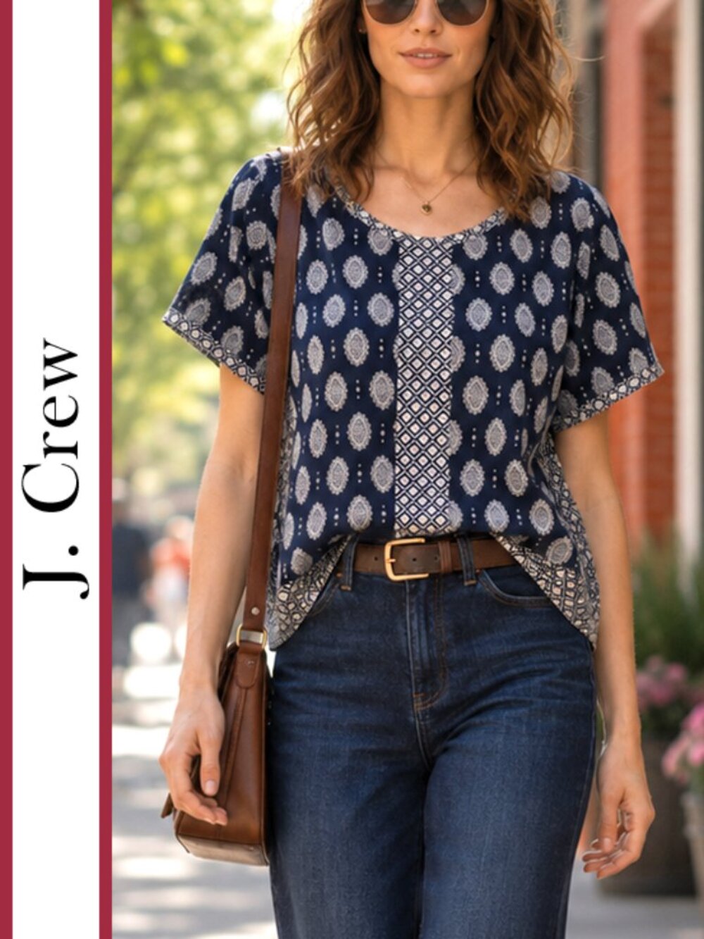 J. Crew | Medallion Mixed Print Blouse Top